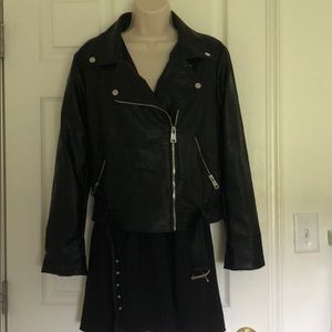 Belted faux leather black Elodie jacket